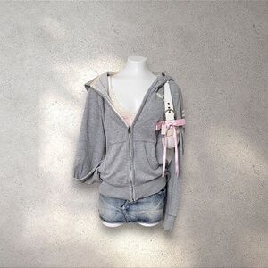 Early 2000s Hollister Grey Zip Up Hoodie